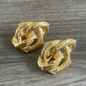 Vintage Givenchy Gold Toned Intertwined Earrings
